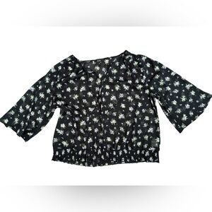 Jessica Simpson Black Floral Sheer Blouse Size 2X